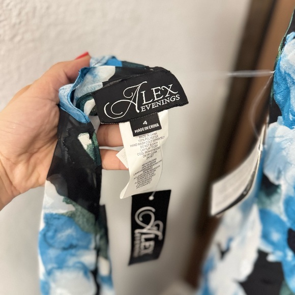 Alex Evenings Blue & Teal Floral Maxi Dress with Shawl - Picture 10 of 10